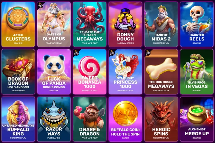 SlotRave slot thumbnails and game catalogue