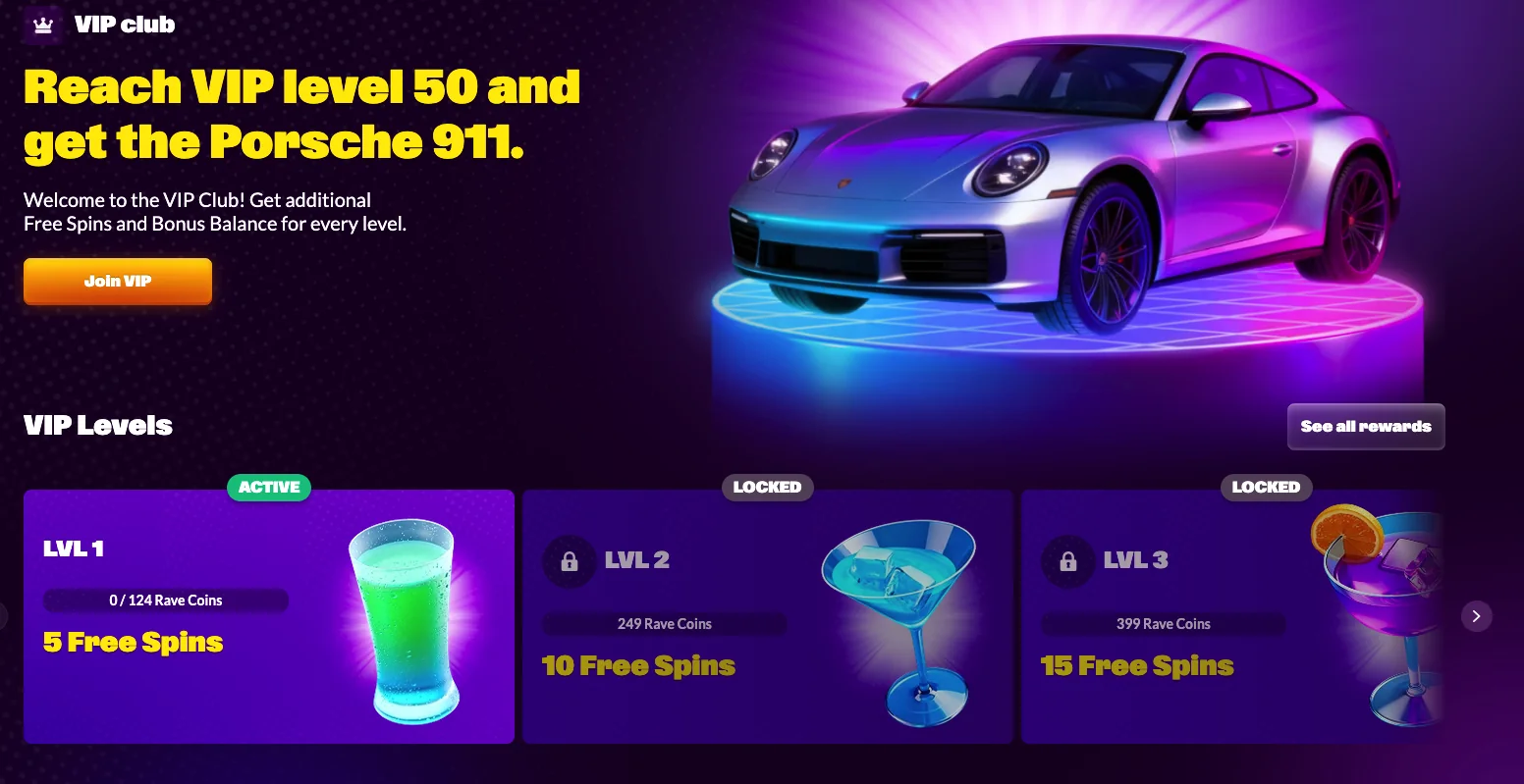 SlotRave VIP program banner
